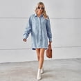 thumbnail image 5 of Women's Short Sleeve Button Down Flowy Tiered Denim Dress Cute Dresses for Women Casual Dresses for Summer Wrap Dresses for Women Long Sleeve Dress for Women V Neck Trend Dresses for Women Frame Dress, 5 of 8