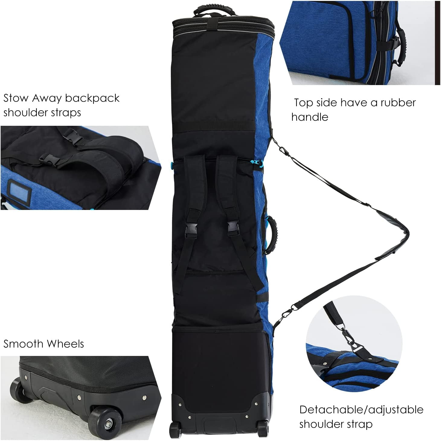 XCMAN Roller Snowboard Bag with Wheels Adjustable Length - Walmart.com