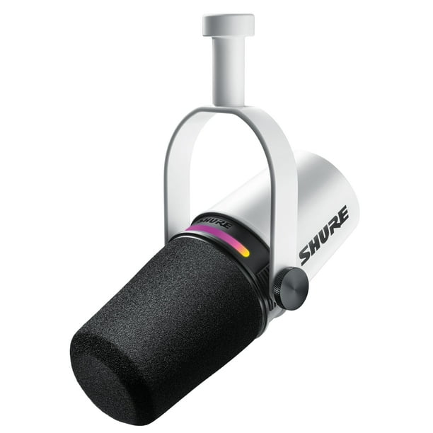 Micrófono Shure MV7+ Podcast Dynamic con certificación OBS - Blanco
