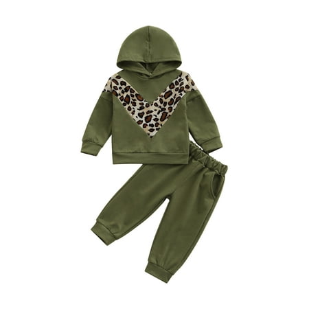 

2Pcs Infant Baby Girl Casual Outfits Leopard Print Long Sleeve Sweatshirt Tops + Pants Clothes