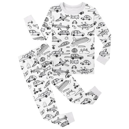 Kids Pjs Set Colouring Pajama Sets Long Sleeve 2 Piece Pajamas Set For Toddler Holiday Pjs Can Play With And Wear 3-4 Years