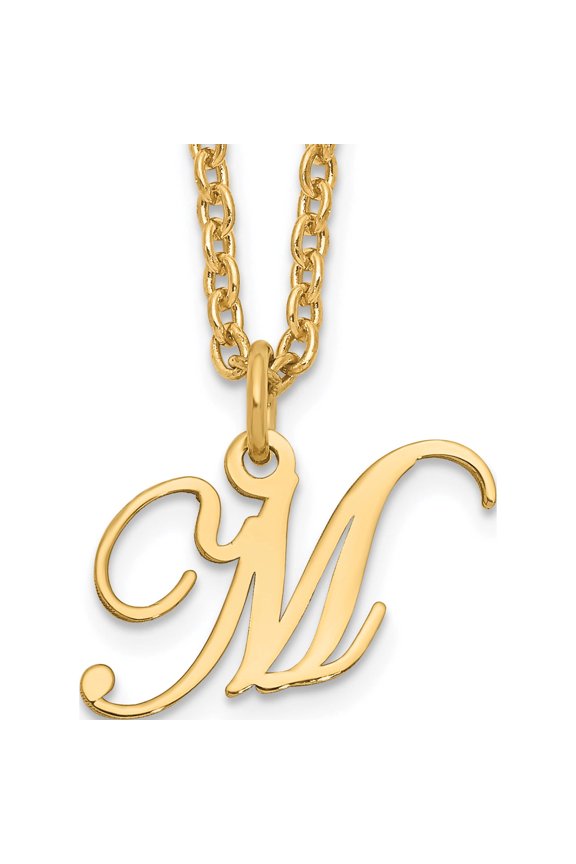 Custom Personalized Sterling Silver Gold-plated Letter M Initial Necklace SS/Gold Plated: Jewelry by Sweet Pea - Made in USA