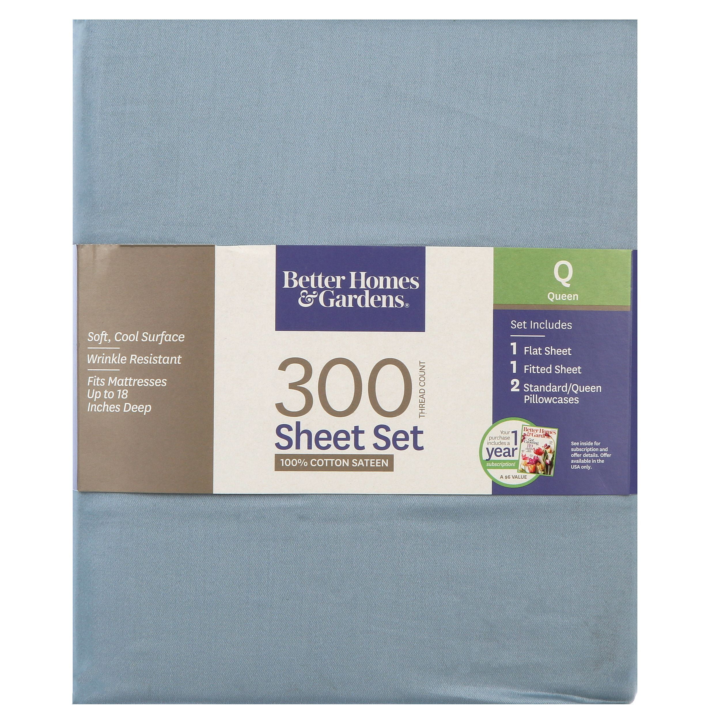 Better Homes & Gardens 300 TC 100% Cotton Wrinkle Resistant Sheet 