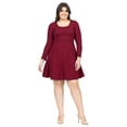 thumbnail image 2 of Plus Size Long Sleeve Knee Length Skater Dress, 2 of 7