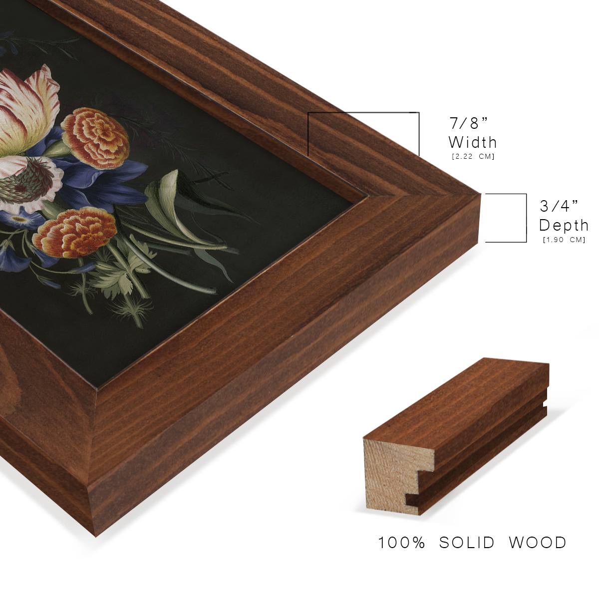 Dramatic Bouquet II -Framed Print w/glass-Chestnut