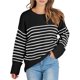 thumbnail image 1 of Suéter Informal de Punto Afelpado de Larga Extragrande para Mujer, Ropa de Otoño Rayas Blancas y Negras XL, 1 of 8