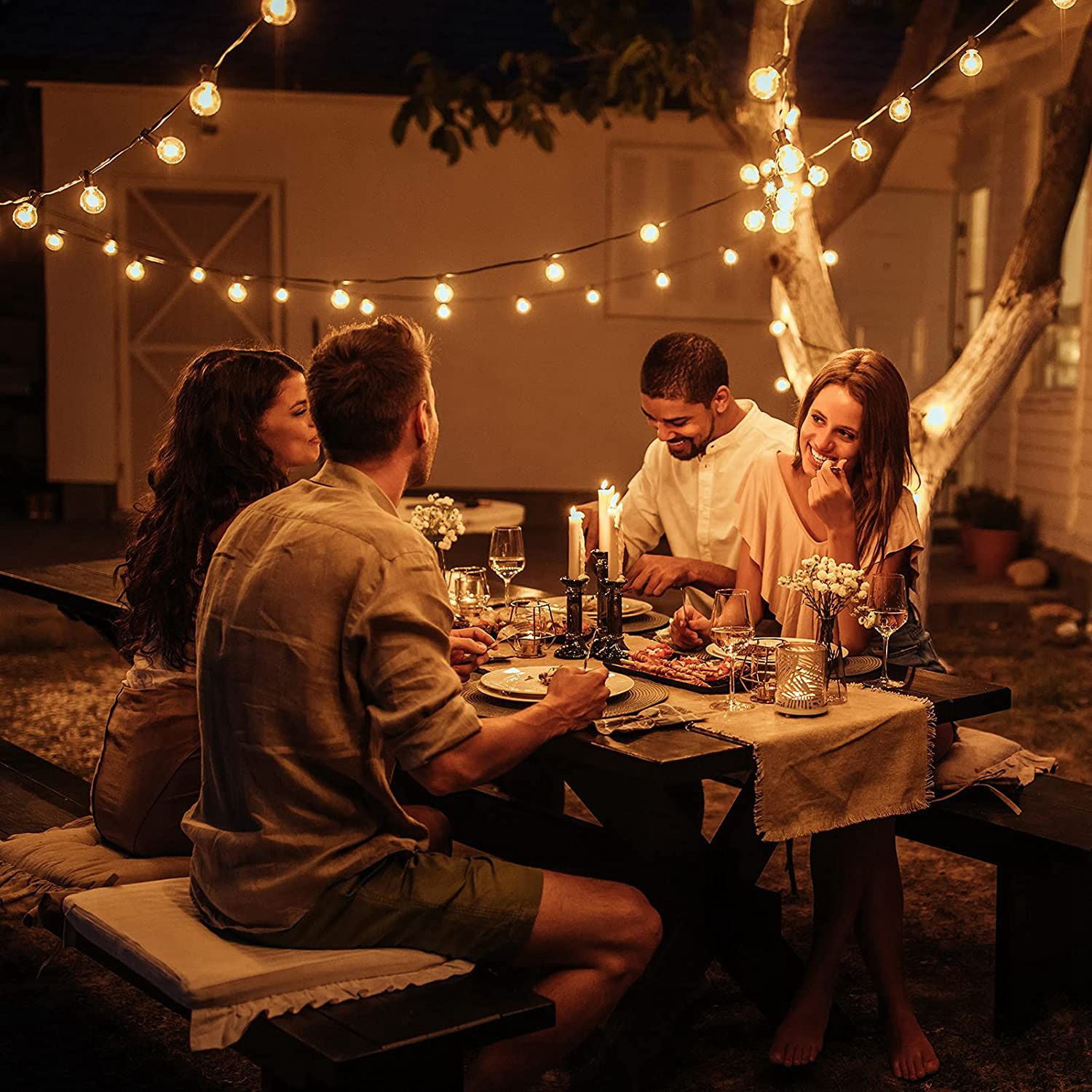 25Pcs G40 Replacement Light Bulbs E12 Candelabra Screw Base LED Globe Bulbs for Indoor Outdoor String Lights Warm White