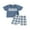 Light Blue, variant on Baby Toddler Boys Summer Shorts Clothing Set, 6 9 12 18 24 Months Short Sleeve Embroidery Letters T-shirt with Plaid Shorts Outfit