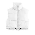 thumbnail image 2 of Women's Winter Cropped Puffer Vests Lightweight Sleeveless Warm Outerwear Padded Gilet Jackets with Pocket New Sleeveless Jacket for Women White S, 2 of 8