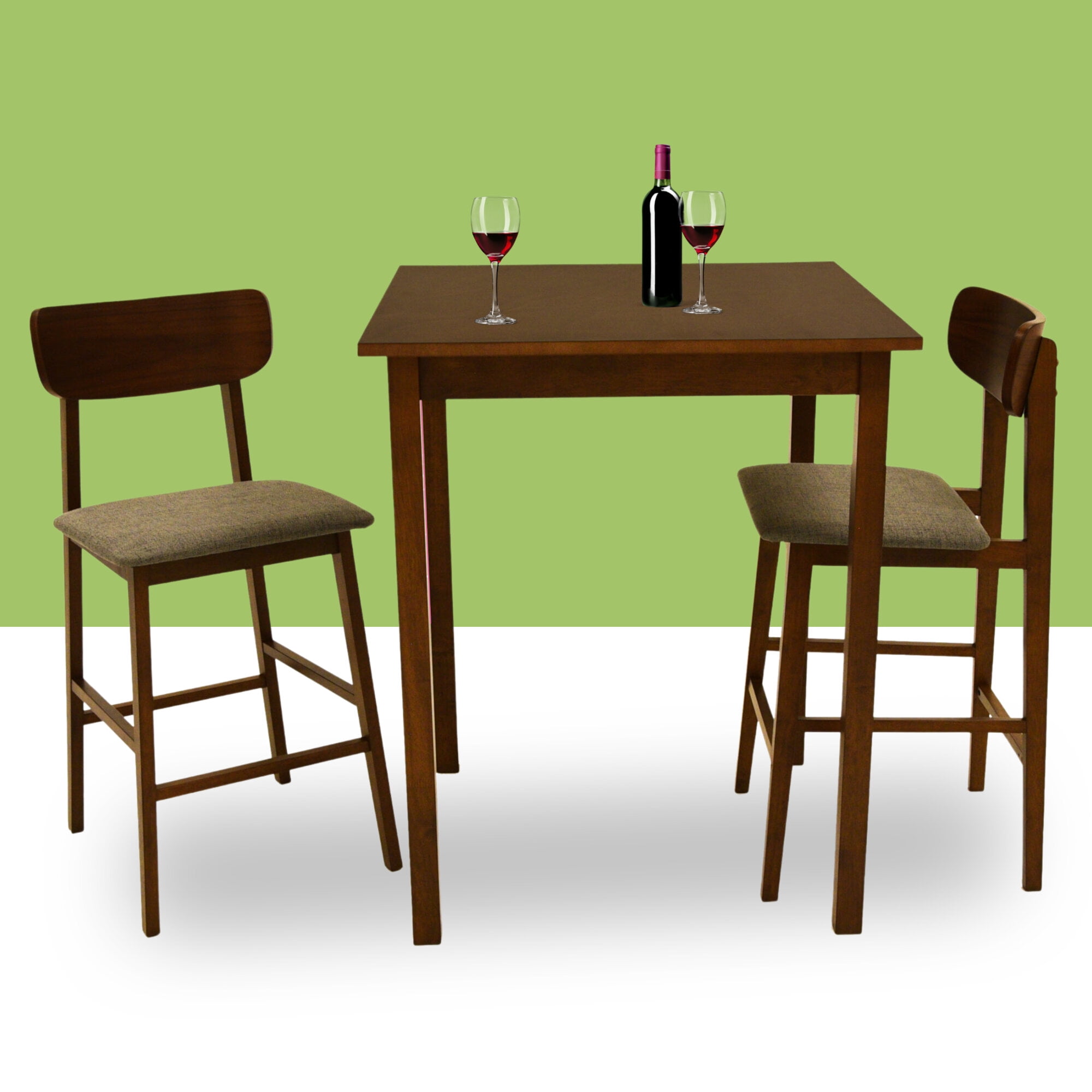 Zenvida Mid Century Counter Height Dining Table Set, Square Solid Wood