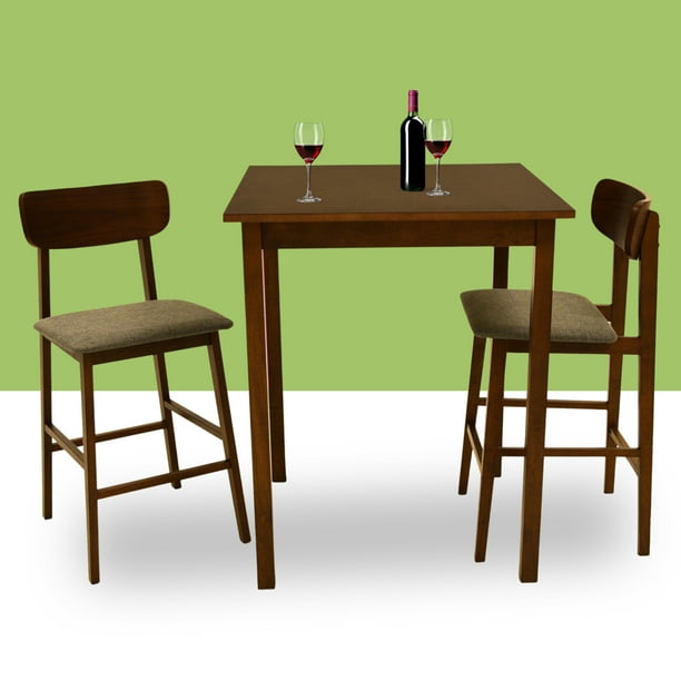 Zenvida Mid Century Counter Height Dining Table Set, Square Solid Wood