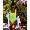 thumbnail image 2 of Traje de baño de una pieza para mujer 2022 nuevo Zip Push Up Monokini Sexy traje de baño sólido a rayas con estampado de hojas ropa de playa 13XL, 2 of 3