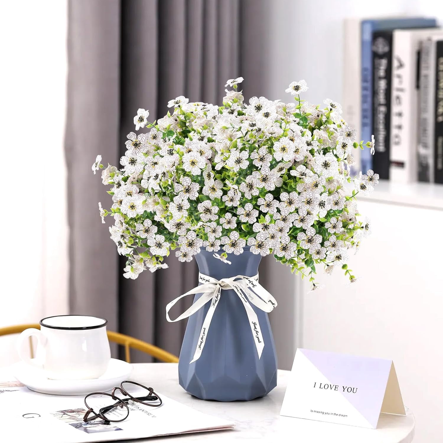 ZOELNIC 12 Bundles Artificial Fake Flowers Outdoors, Realistic UV Resistant Faux Plants with Silk Flowers for Outside Planters Window Box Front Porch Summer Decoration