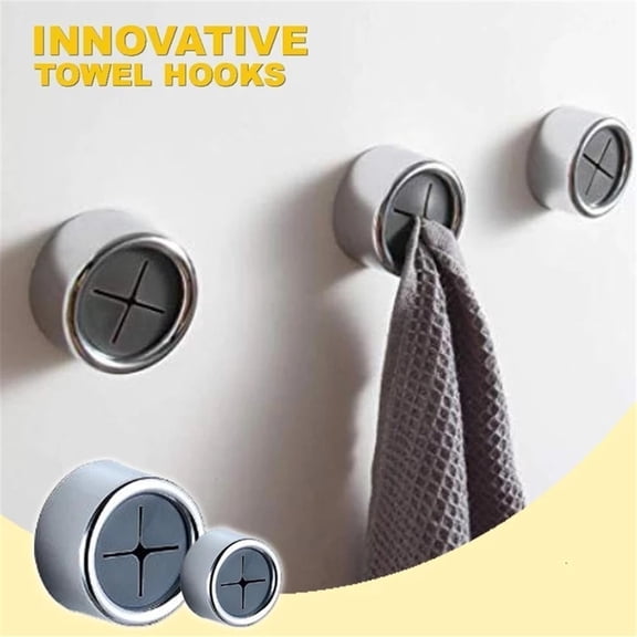 MORESEC under $5 Strong Adhesive Towel HookCreative Push-In Towel Grabber for Kitchen Bathroom Door, Powerful Self-Adhesive Back for Easy Installation Without Drilling