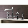 thumbnail image 5 of Kingston Brass  English Country Bridge Kitchen Faucet with Sprayer Brushed Brass Brushed, 5 of 5