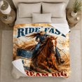 thumbnail image 5 of Ride Fast Dream Big Rodeo Barrel Racing Western, Rustic Farmhouse Horse Scene, Warm Flannel Blanket for Ranch House and Living Room, Horse Lovers Housewarming Gift, Rustic Home Decor, 5 of 9