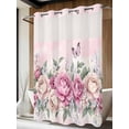 thumbnail image 4 of Watercolor Pink Floral No Hook Shower Curtain Waterproof,Bathroom Curtains with Snap in Liners and See Through Top Window,Spring Romantic Roses Butterfly Hotel Style Bathtub Curtains Shower 60"Wx72"L, 4 of 8
