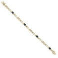 thumbnail image 3 of Gem Stone King 18K Yellow Gold Plated Silver Peach Morganite and Blue Sapphire and Lab Grown Diamond Bracelet for Women | 4.23 Cttw | Gemstone October Birthstone | Oval 6X4MM | Length 7.25 inches, 3 of 6