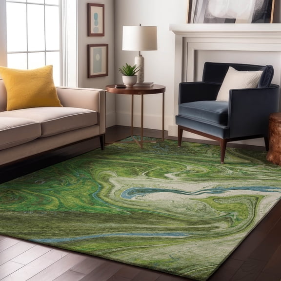Addison Rugs Mayfield Premium Machine Washable Transitional Abstract Green Rectangle Rug, 10' x 14'