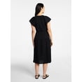 thumbnail image 4 of Time and Tru Women's Cotton Double Cloth Midi Dress with Short Flutter Sleeves, Sizes XS-XXXL, 4 of 5