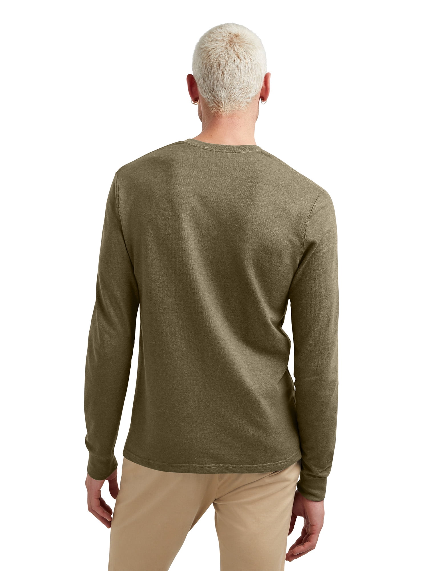Hanes Men's Originals French Terry Cloth Henley Tee with Long Sleeves, Sizes S-3XL
