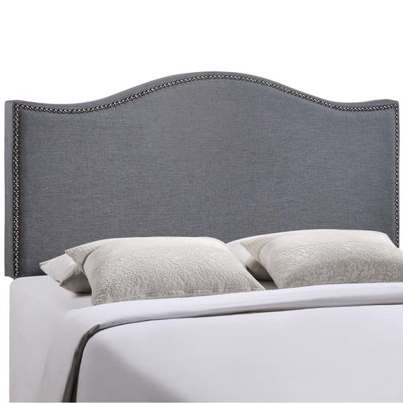 Smoke Curl Queen Nailhead Upholstered Headboard