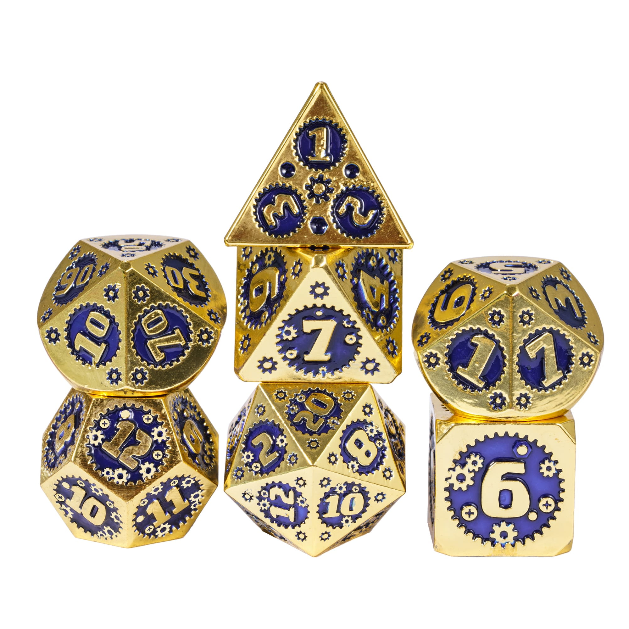 Cusdie 7Die Metal DND Dice Set, Mechanical Gear Metal Polyhedral D&D