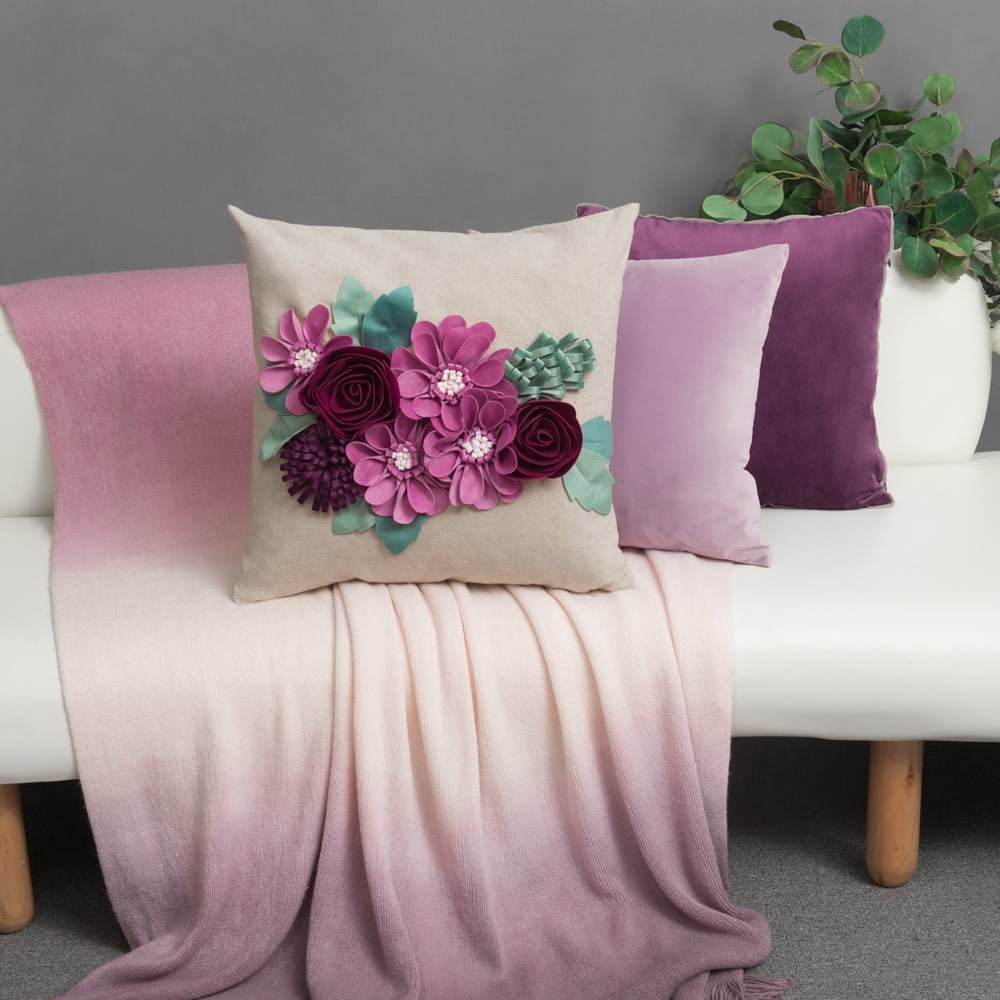 JWH 3D Fuchsia Decorative Flower Throw Pillow Covers for Unique and Stylish Decoration 18x18inch Square