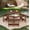 Brown & 6 Person, variant on 6 Person Picnic Table, Outdoor Round Dining Table with 3 -in Benches, Umbrella Hole, Outside Patio Backyard Table and Bench Set, 500lbs Capacity Per Bench(Brown)