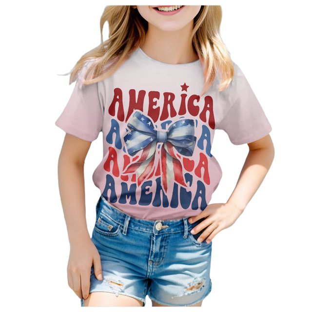 T-Shirts d'Été pour Garçons et Filles Manches Courtes Lettre Graphique Col Rond Coupe Décontractée T-Shirt Basique Printemps pour Garçon 4-5T