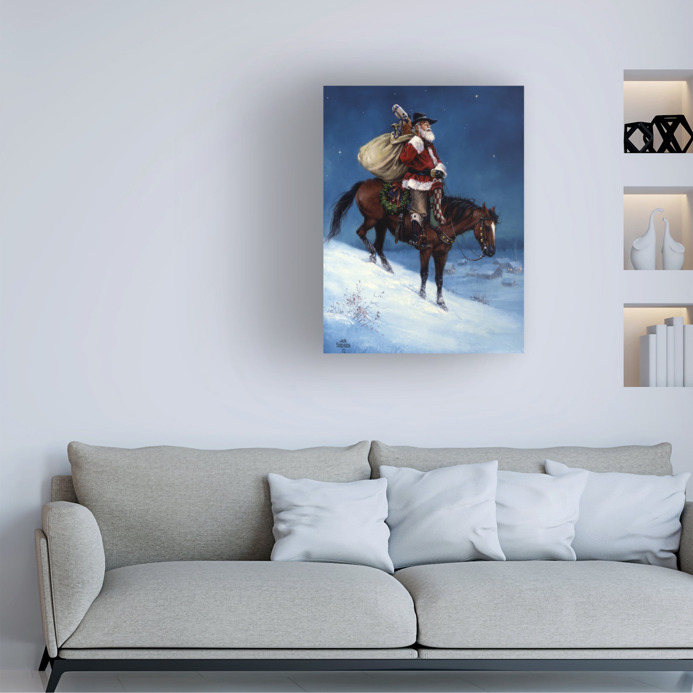 Trademark Fine Art Jack Sorenson A Cowboy Christmas Canvas Wall Art - 24x32