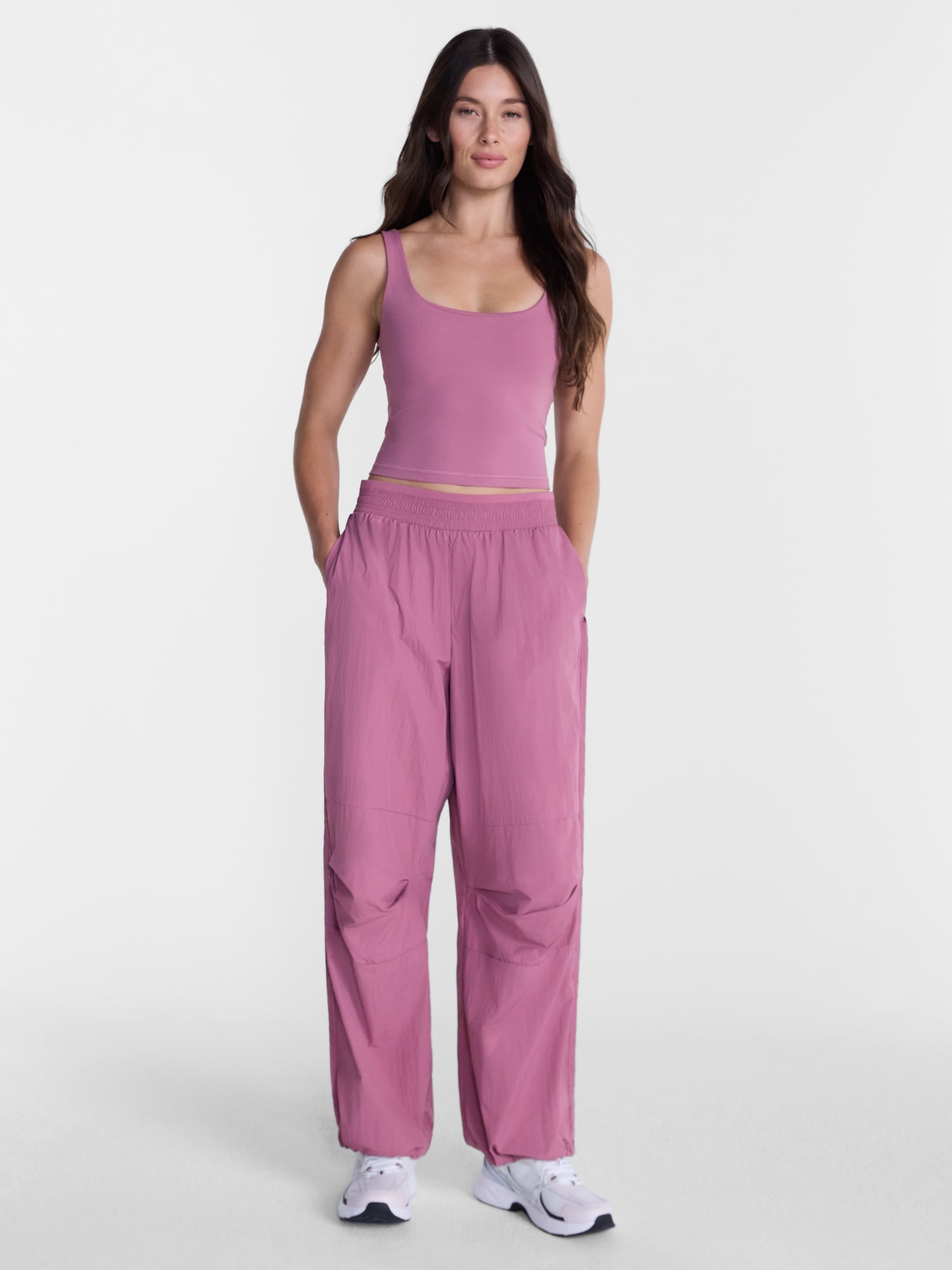 Avia Women's Crinkle Pants with Pleated Knees, 27" Inseam, Sizes XS-XXXL