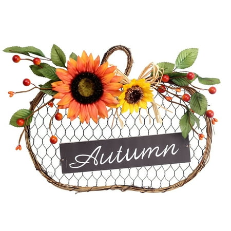

Harvest Halloween Home Decorations Durable LED Autumn Sunflower Iron Mesh Wooden Sign Simulation Garland Pendant Colorful with Sunflower for Decoration