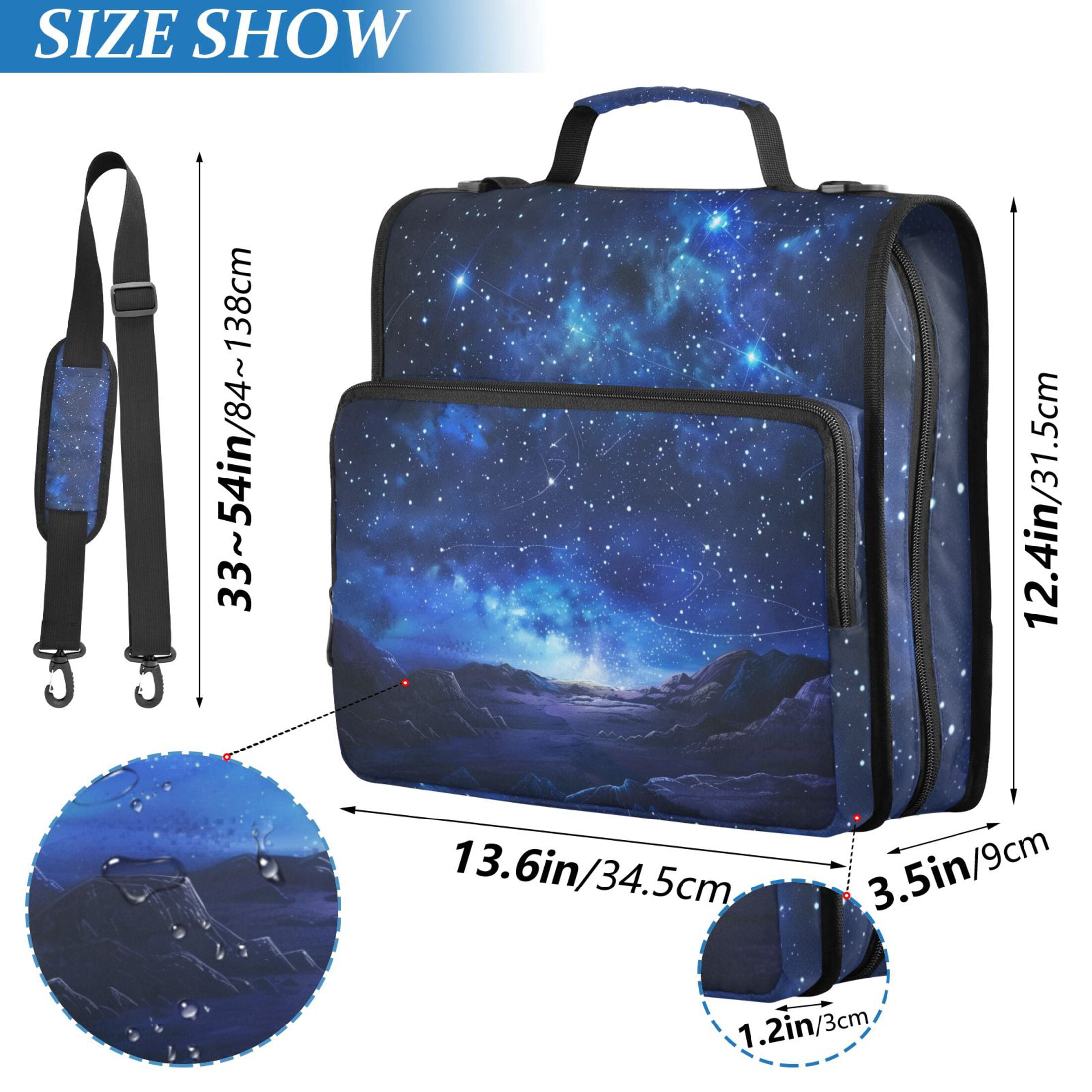 3 Ring Zipper Binder with Shoulder Strap Waterproof Trapper Keeper 1.5 Inch D-Ring 500 Sheets Capacity Bright Star in Sky