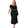 thumbnail image 3 of DARING DIVA Women's Plus Mermaid High Waist Knit Bodycon Long Skirts 1X Black, 3 of 6