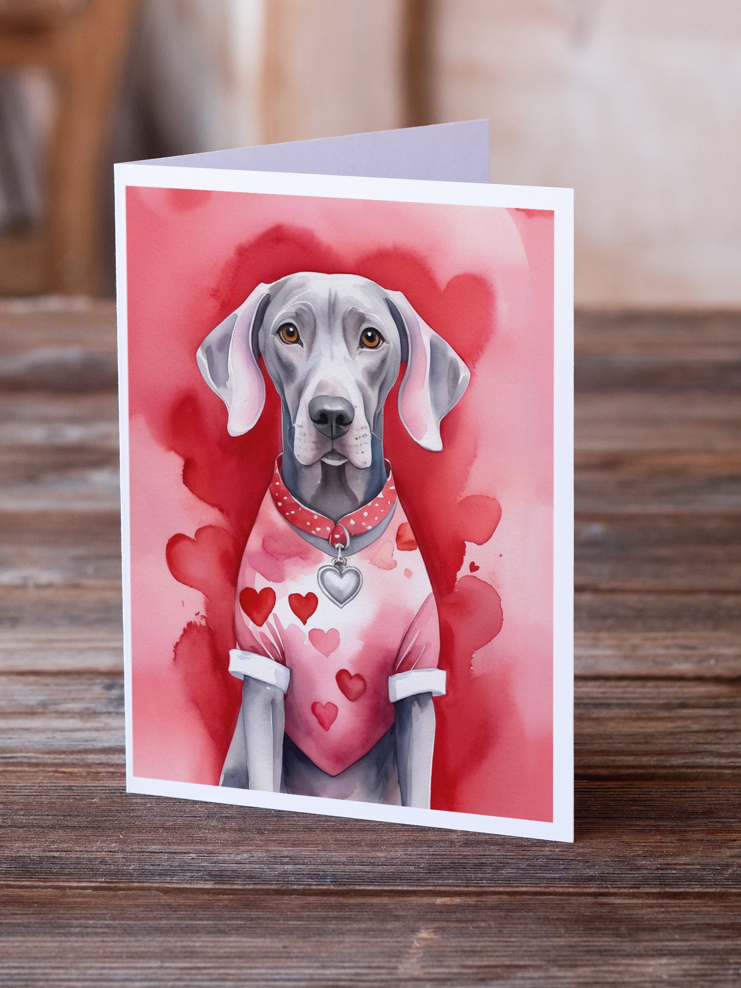 Weimaraner My Valentine Greeting Cards Pack of 8 7 in x 5 in