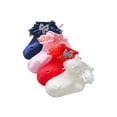 thumbnail image 2 of Infant Baby Girls Ruffle Socks Eyelet Frilly Lace Princess Dress Ankle Socks with Bow, 2 of 3