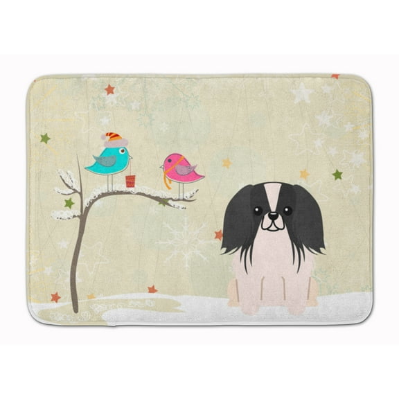 Christmas Presents between Friends Pekingese - Black and White Machine Washable Memory Foam Mat