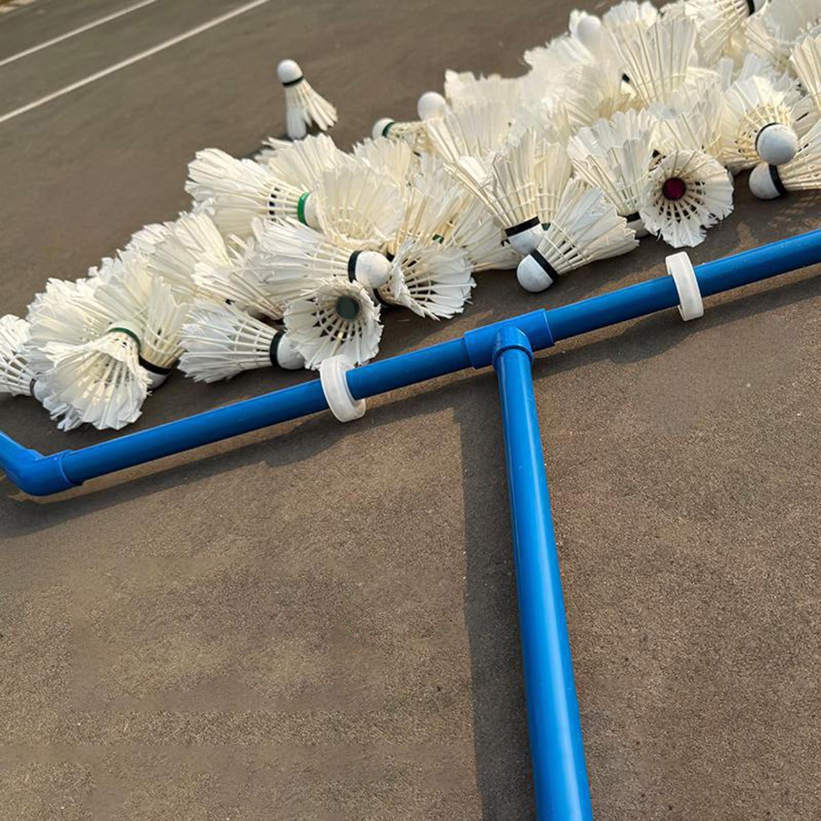 DimyFew Badminton Ball Collector with Wheels Tennis Sweeper for Court Venues Outdoor Blue