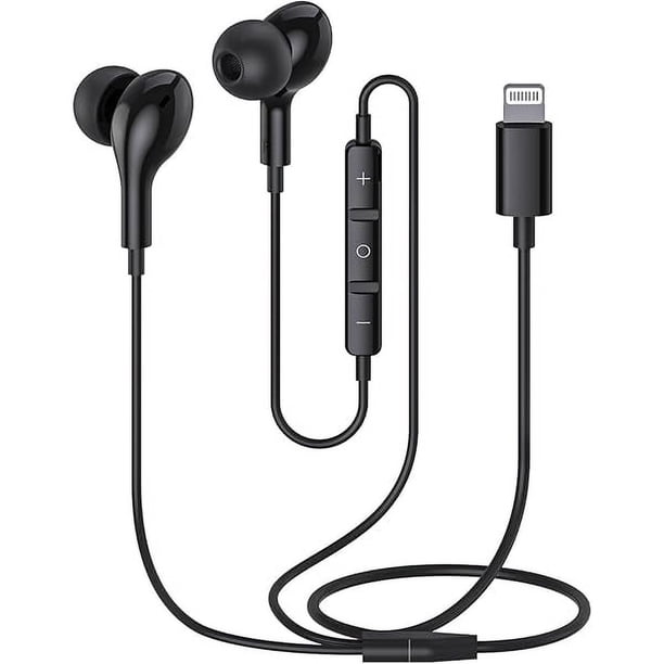 wonima11 Wired Headphones Earbuds for iPhone with Lightning Connector,Apple MFi Certified, Magnetic Wired Ear Buds Earphones with Built-in Mic Compatible 14 13 12 11 Pro Max X XS XR 8 7 Plus(Black)