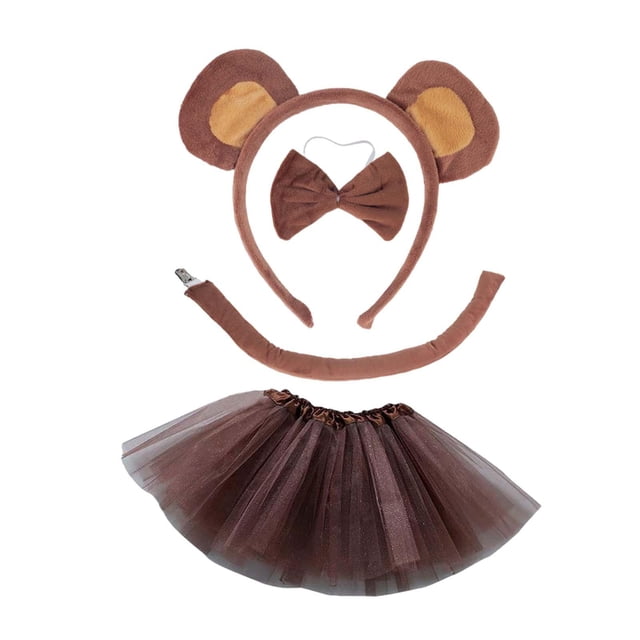 Diadema con Orejas de mono y conjunto de pajarita de cola Yinane para Halloween
