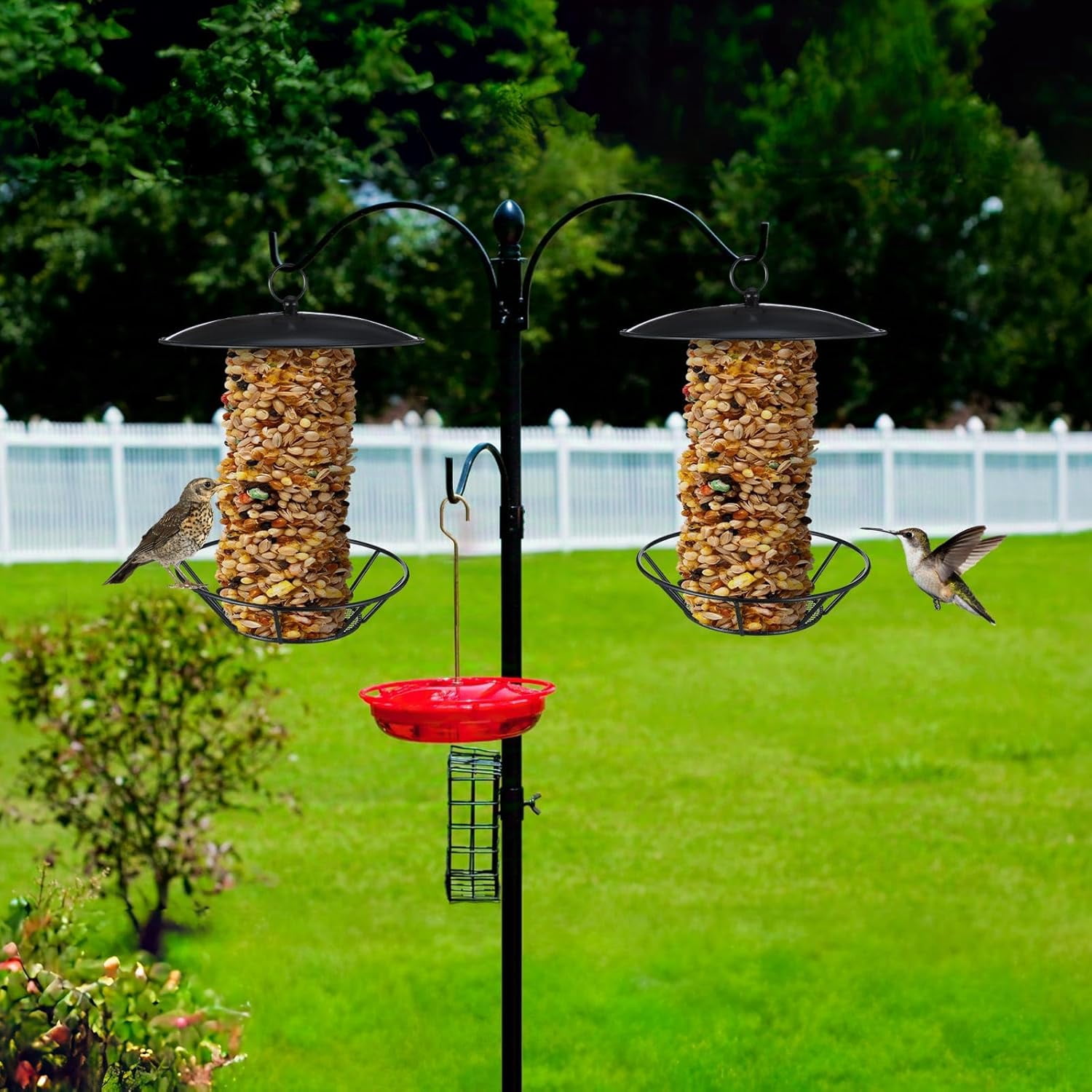 TAVENE Outdoor Garden Backyard Wild Birdfeeding Bird Feeders for Outdoors, 1 Pack Cylinder S-6-2 Seed Cake Feeder Metal Suet Cake Holder