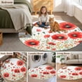 thumbnail image 5 of Round Rugs 7Ft, Red Spring Floral Round Area Rug Washable Indoor Throw Carpet, Summer Butterfly Botanical Large Non Slip Circle Rug for Dining Room Playroom Home Decor Aesthetic, 5 of 8