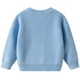 thumbnail image 6 of Bobifish Little Girls Light Blue Crew Neck Sweater White Floral Applique Long Sleeve Sweaters Knitted Soft Casual Daily Wear Kids Cute Pullover, 6 of 7