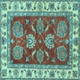 thumbnail image 1 of Ahgly Company Machine Washable Indoor Square Oriental Light Blue Traditional Area Rugs, 4' Square, 1 of 4