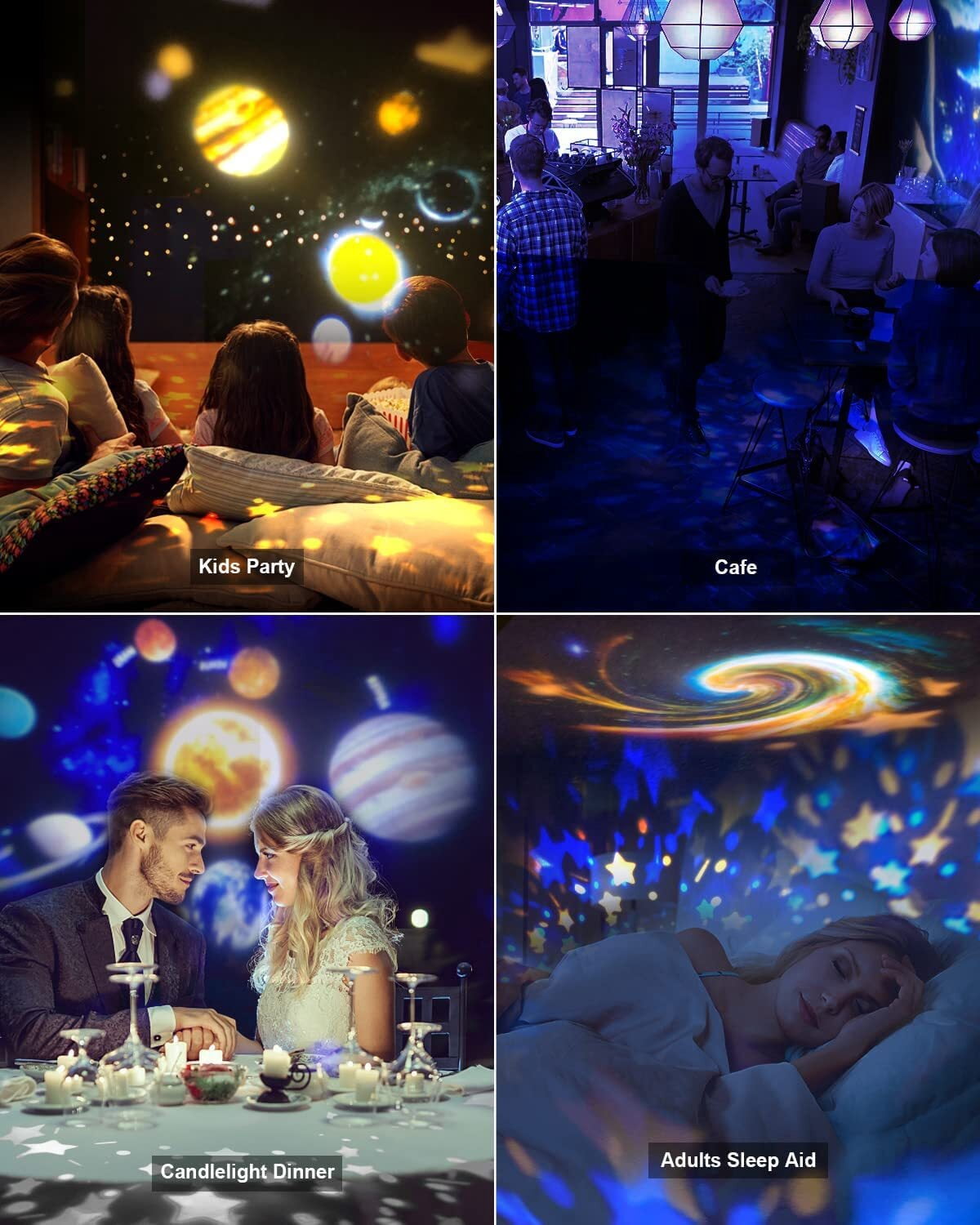 ORIA Star Projector Light, 6 in 1 LED Galaxy Rotating Star Light Ambient Night Light for Kids Baby Bedroom Party Home Decor