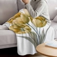 thumbnail image 3 of Yellow Tulip Blanket Soft Cozy Warm Throw Blanket for Couch, Plush Fuzzy Flannel Fleece Blankets for Sofa, Watercolor Spring Floral Blooming Bed Blankets Lightweight Gifts for Women, 40"x50", 3 of 9