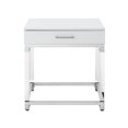 thumbnail image 3 of Inspired Home Maximo End Table 1 Drawer High Gloss Acrylic Legs Chrome Stainless Steel Base Modern Design, White/Chrome, 3 of 9