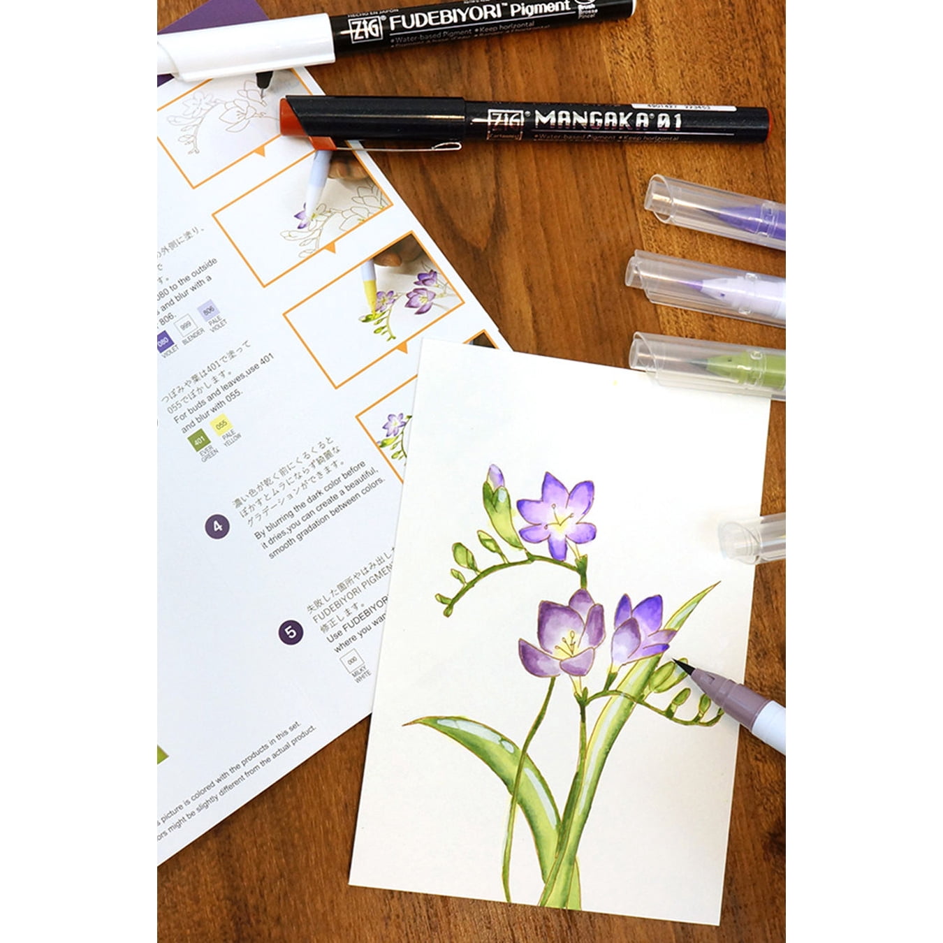 Kuretake ZIG Historic Watercolor 6 Color set- Flower Gradation