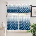 thumbnail image 6 of Navy Blue Curtain Valances Set Moroccan Trellis Abstract Gradient Geometric Kitchen Curtains 24&nbsp;inch Length Rod Pocket Valance and Tiers 3 Piece Set Small Bedroom Bathroom Laundry Decor, 6 of 9